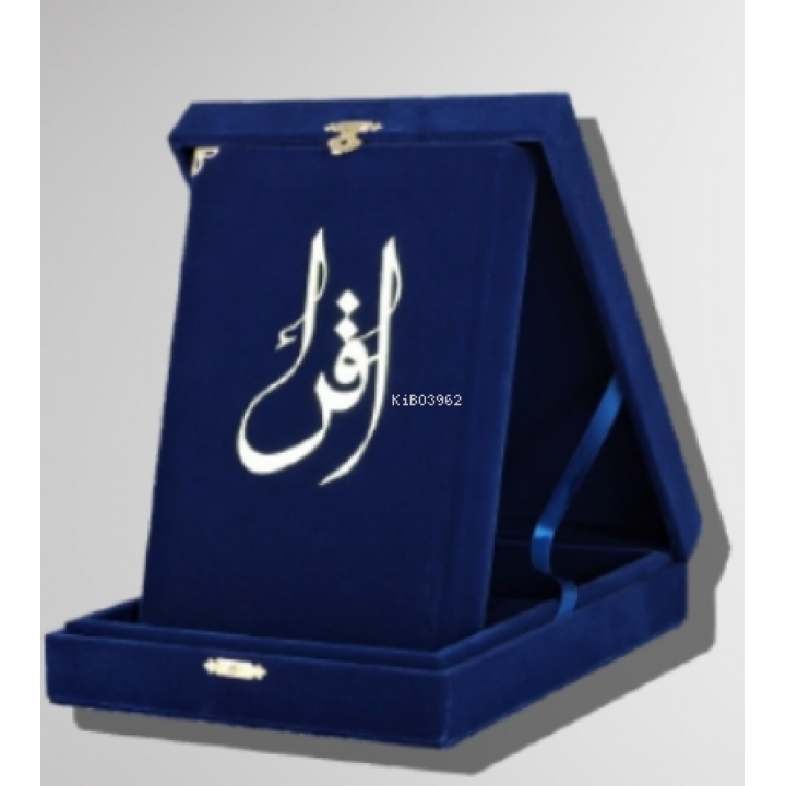 Kuranı Kerim Orta Boy “Kadife Kutulu” Koyu Mavi