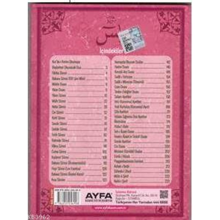 Münacat Cüzü Yasin-i Şerif ve Dualar Çanta Boy