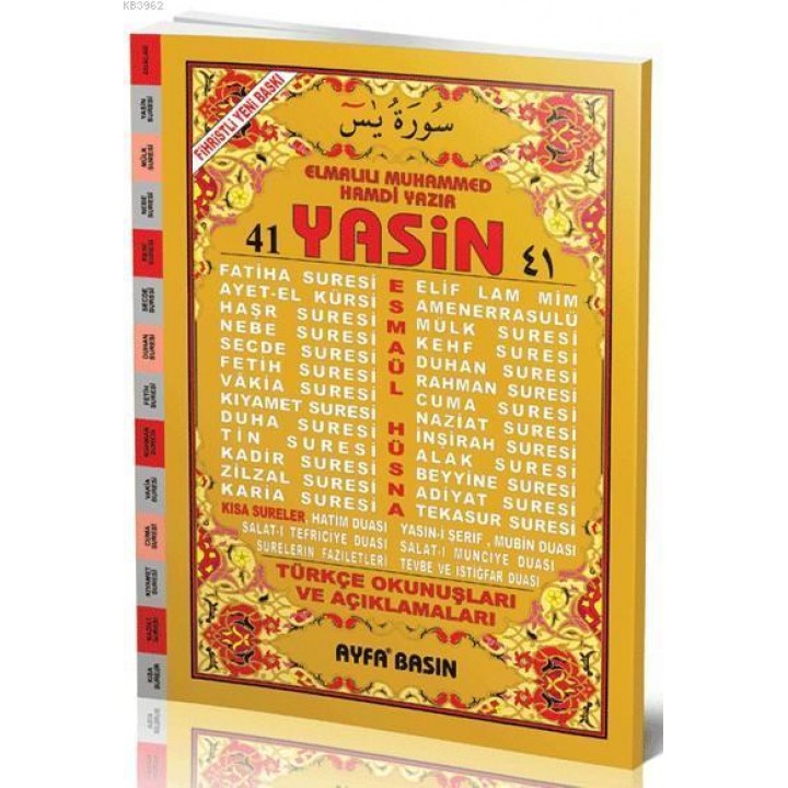 41 Yasin (Ayfa-014, Rahle Boy, Fihristli, Türkçeli)